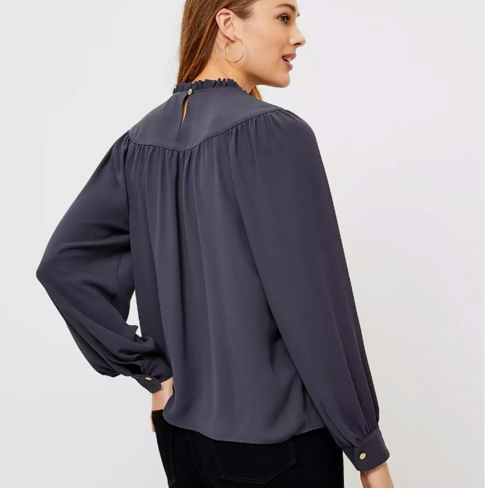 Loft Ruffle Neck Bib Blouse - Picture 3 of 5